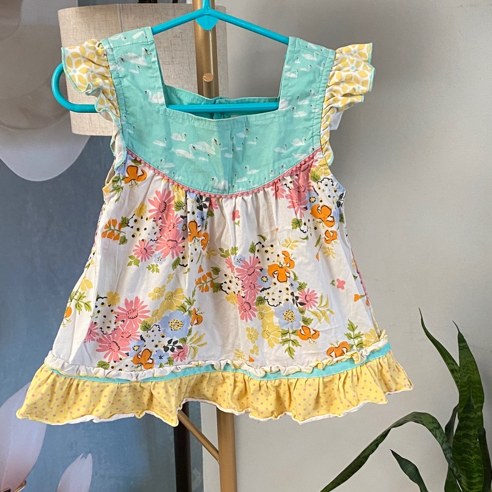 Matilda Jane Mint, Yellow, Pink‎ & White Floral Ruffle Dress sz 4T